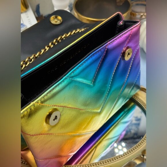🆕 KURT GEIGER LONDON 🧿 NWOT Medium Leather Kensington Bag, Iridescent Rainbow - Picture 10 of 13